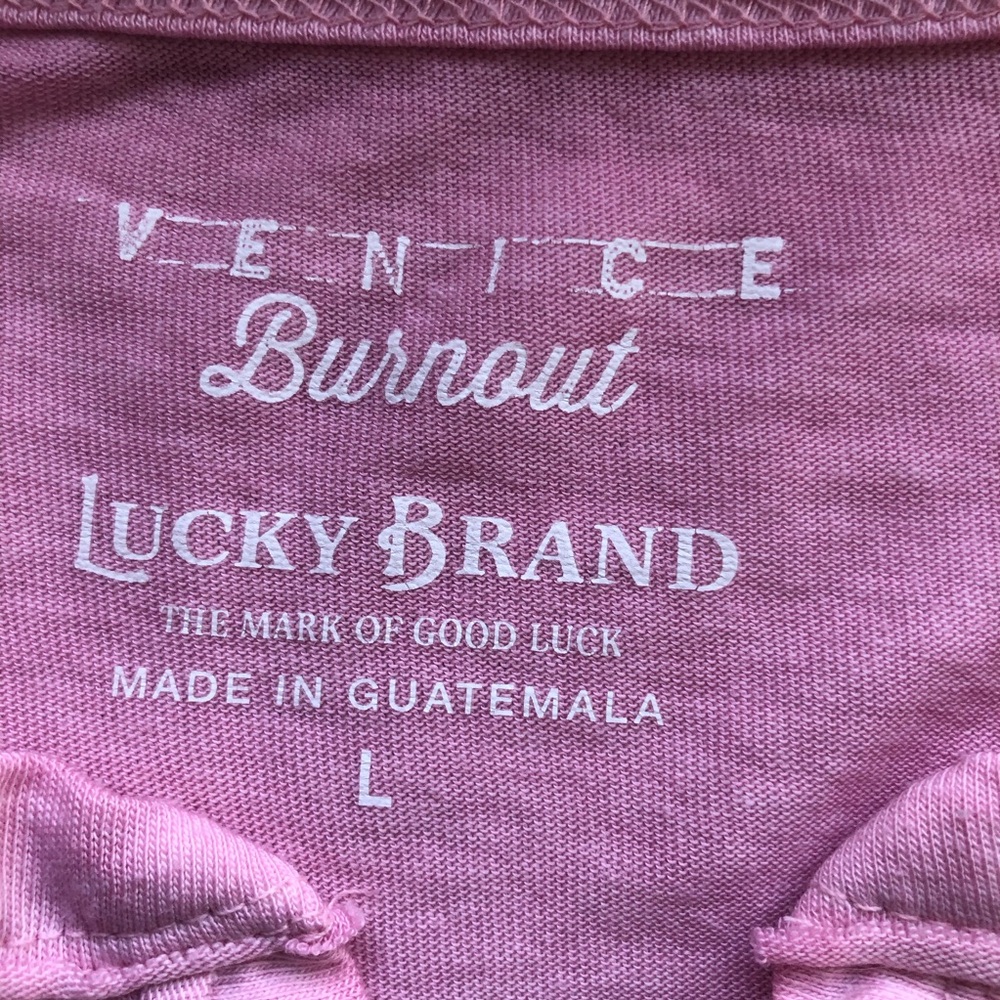 Lucky Brand Men’s Size L Pink Burnout Short Sleeves Henley Casual Light T-Shirt - Picture 4 of 15